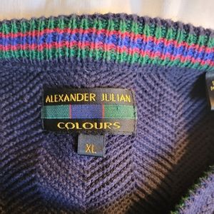Mens Alexander Julian Colours Navy Blue XL Cotton Knit Sweater
